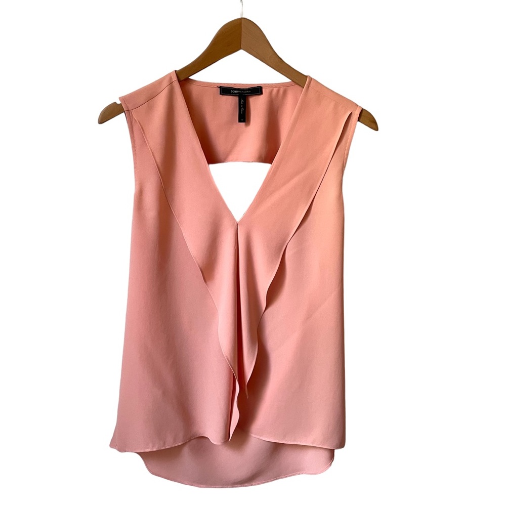 BCBGMaxAzria | Chiffon Open Back Sleeveless Blouse Top Peach Size XS